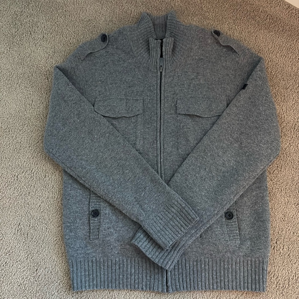 Ben Sherman Wool Zip Up Fleece lined jacket, sz L
